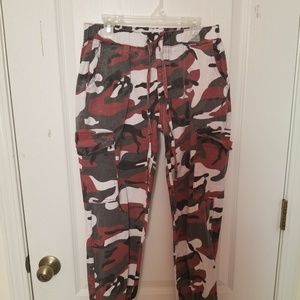 Red, White, and Black Camo Joggers